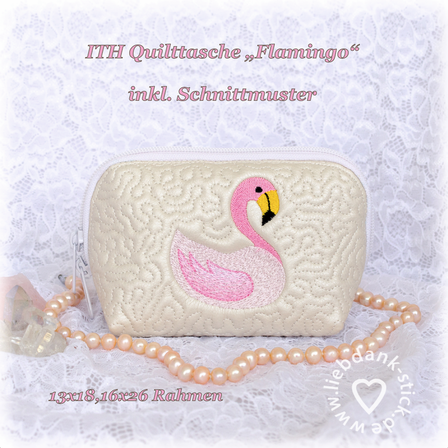 ITH Quilttasche Flamingo 13x18 oder 16x26 Rahmen, inkl. Schnittmuster