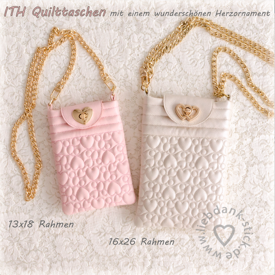 ITH Quilttaschen, Herzornament 13x18, 16x26 Rahmen