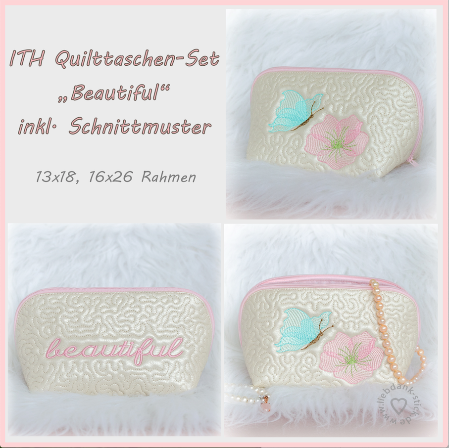 ITH Quilttaschen-Set Beautiful 13x18 oder 16x26 Rahmen, inkl. Schnittmuster