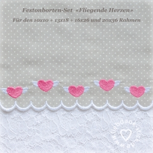 Fliegende-Herzen-Festonbortenset-10x10--13x18--16x26--20x36-Endlosornament-Endlosborte