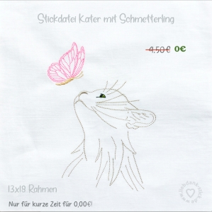 Stickdatei-Kater-mit-Schmetterling