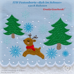 Festonborte-Reh-im-Schnee-Endlosornament-Endlosborte