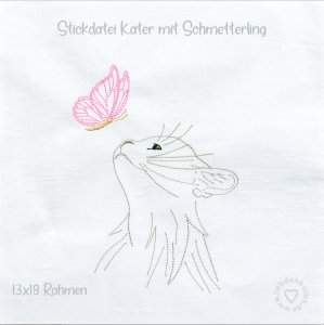Stickdatei-Kater-mit-Schmetterling