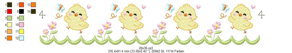 Bild 1 von Festonbortenset,  Happy Chick 10x10 + 13x18 + 16x26 + 20x36, Endlosornament, Endlosborte