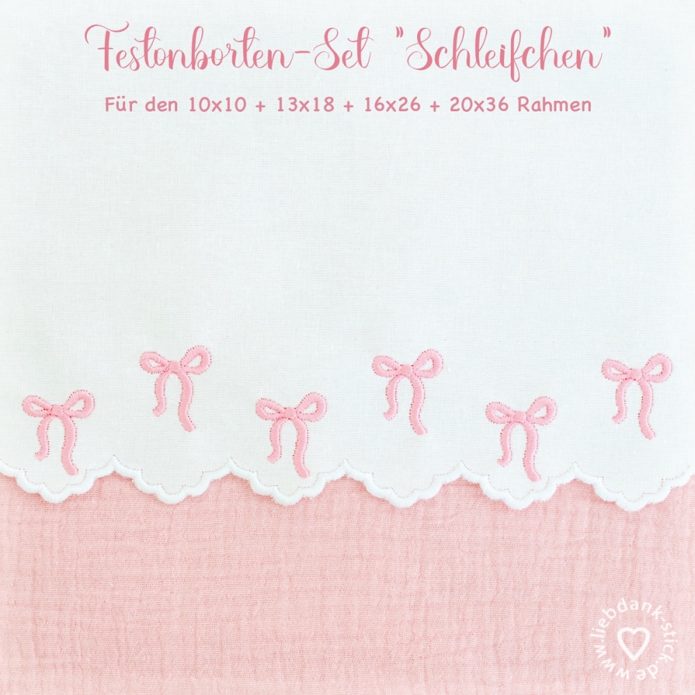 Bild 1 von  Festonborten-Set Schleifchen 10x10 + 13x18 + 16x26 + 20x36, Endlosornament, Endlosborte
