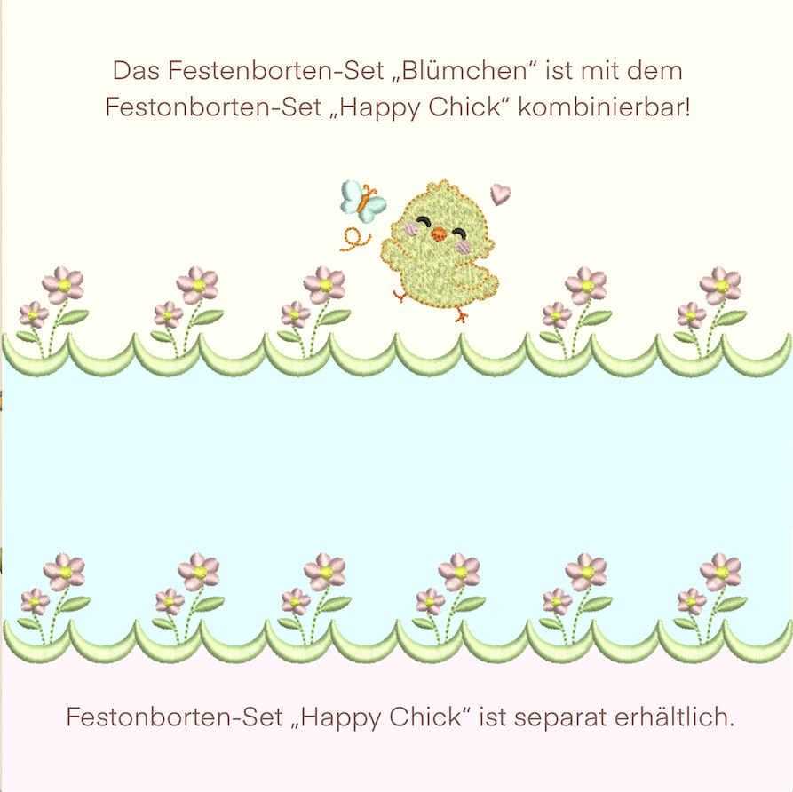 Bild 1 von Festonbortenset,  Blümchen 10x10 + 13x18 + 16x26 + 20x36, Endlosornament, Endlosborte