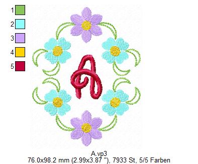Bild 1 von Stickdatei Blumen Monogramm ABC 10x10