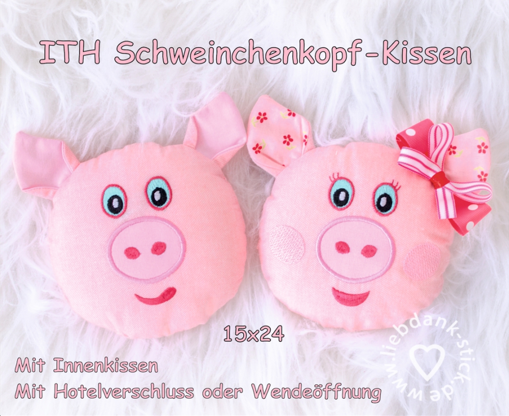 Bild 1 von ITH Schweinchenkopf-Kissen - Set 15x24 Rahmen, Mädchen + Junge