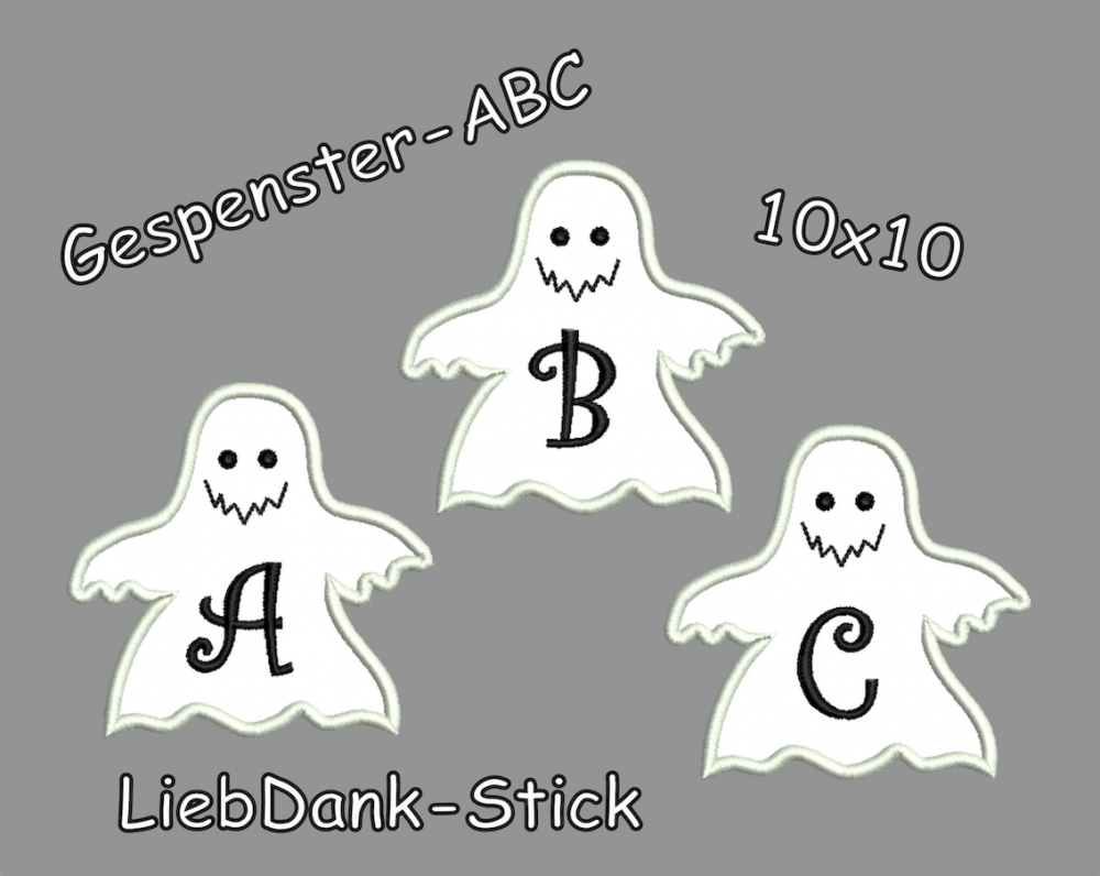 Bild 1 von Gespenster ABC 10x10 Applikation von A bis Z