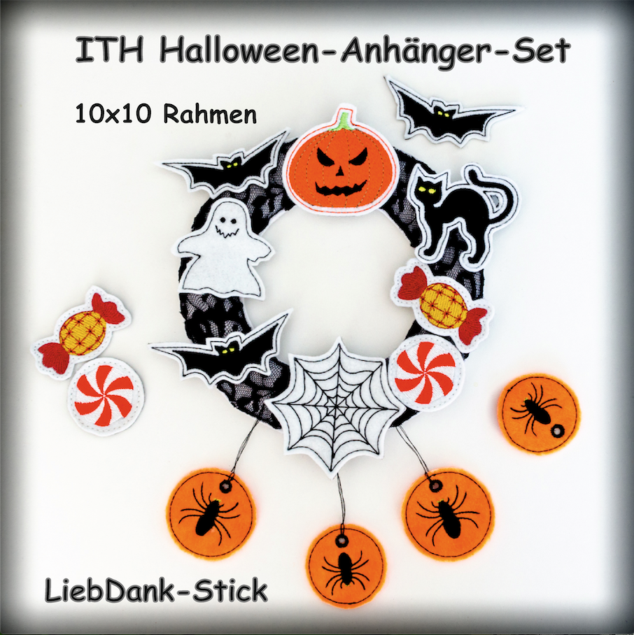 ITH Halloween - Anhänger (10 Stickmuster) 10x10 - LiebDank-Stick