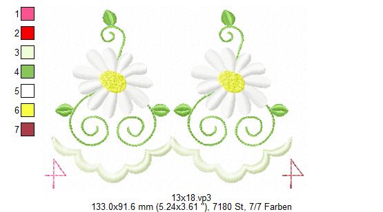 Bild 1 von Gänseblümchen Festonborte, Endlosborte, Spitzenborte 10x10 + 13x18 + 15x24 + 16x26 + 20x36