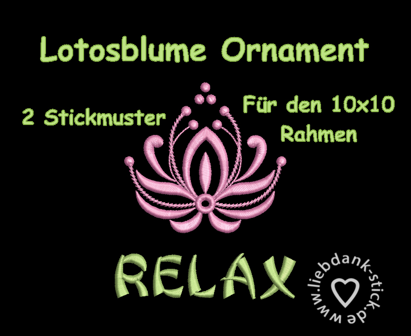 Bild 1 von Stickdatei Lotos Blume Ornament Relax 10x10