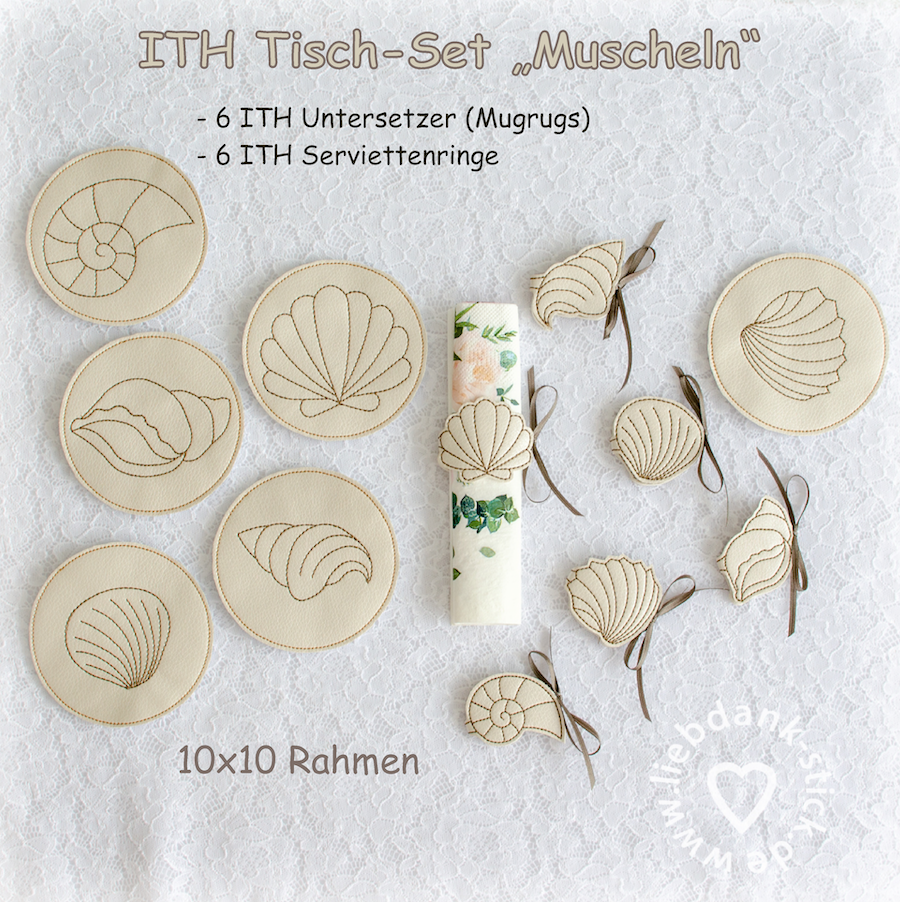 Bild 1 von ITH Tisch-Set „Muscheln“ , 10x10 Rahmen