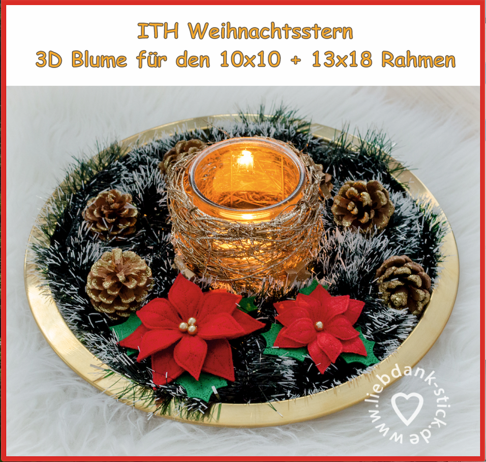 Bild 1 von ITH Weihnachtsstern-Set, 3D Blume 10x10 + 13x18 Rahmen