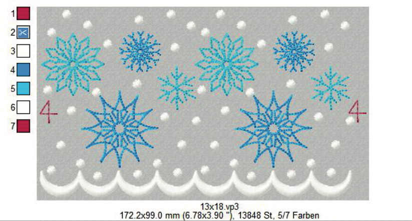 Bild 1 von  Festonbortenset  Schneeflocken 10x10 + 13x18 + 16x26 + 20x36, Endlosornament, Endlosborte
