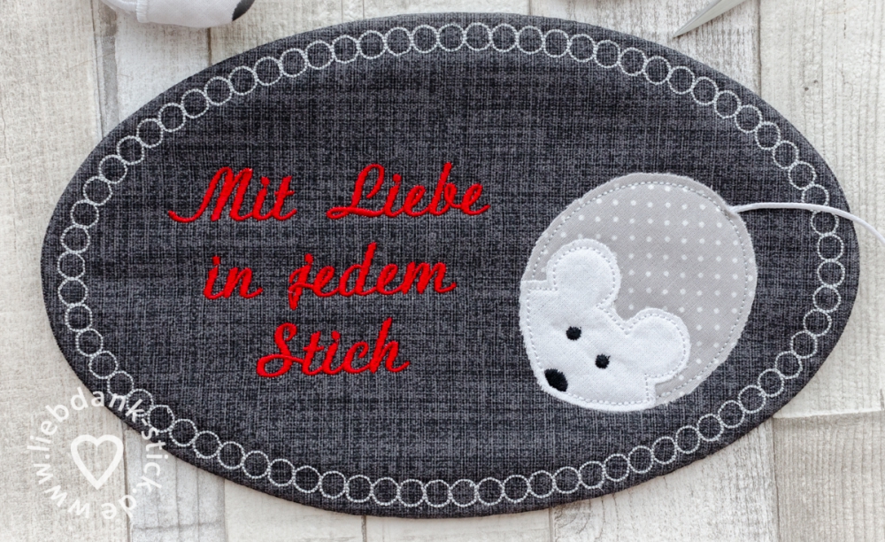 Bild 1 von Sparset - ITH Maus-Set inkl. ITH MugRug und MugRug Schnittmuster, Doodle Applikation, 10x10 Rahmen