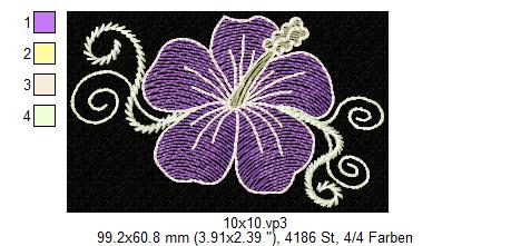 Bild 1 von Stickmuster - Set, Transparente Blumen, Hibiskus (5 Motive) 10x10 + 13x18 Rahmen