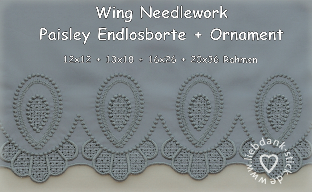 Bild 1 von Wing Needlework Paisley Endlosborte, Spitzenborte 12x12 + 13x18 + 16x24 + 20x36 + Ornament 12x12
