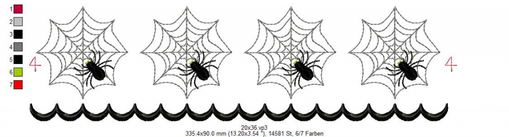 Bild 1 von  Festonbortenset  Spinnenweben 10x10 + 13x18 + 16x26 + 20x36, Endlosornament, Endlosborte