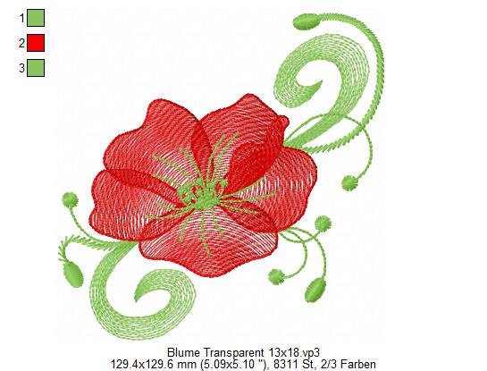 Bild 1 von Stickdatei Blume Transparent 13x18