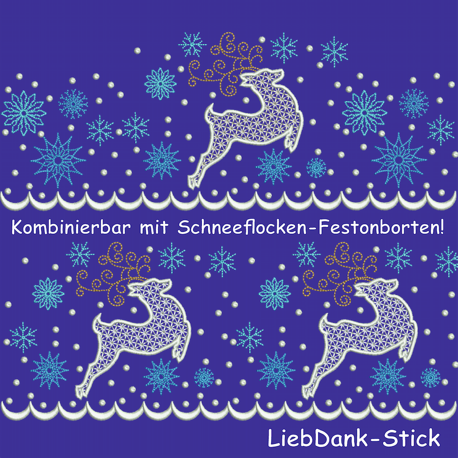 Bild 1 von  Festonborte mit Wing Needlework Rehornament 13x18 Rahmen, Endlosornament, Endlosborte