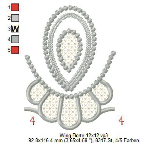 Bild 1 von Wing Needlework Paisley Endlosborte, Spitzenborte 12x12 + 13x18 + 16x24 + 20x36 + Ornament 12x12