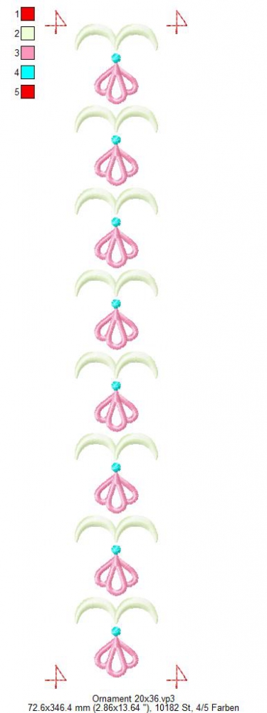 Bild 1 von Endlos Ornament Lea,  Endlos-Stickmusterset 10x10 + 13x18 + 16x26 + 20x36 Rahmen