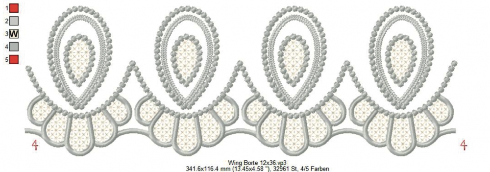 Bild 1 von Wing Needlework Paisley Endlosborte, Spitzenborte 12x12 + 13x18 + 16x24 + 20x36 + Ornament 12x12