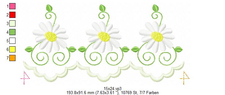 Bild 1 von Gänseblümchen Festonborte, Endlosborte, Spitzenborte 10x10 + 13x18 + 15x24 + 16x26 + 20x36