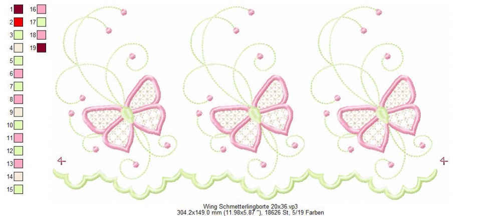 Bild 1 von Wing Needlework Schmetterling-Endlosborte, Spitzenborte 13x18 + 15x24 + 20x36