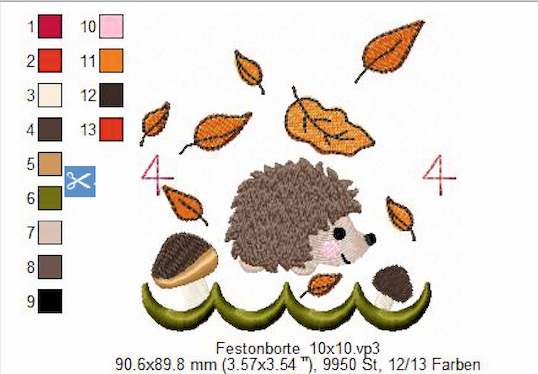Bild 1 von  Festonbortenset  Igel 10x10 + 13x18 + 16x26 + 20x36, Endlosornament, Endlosborte