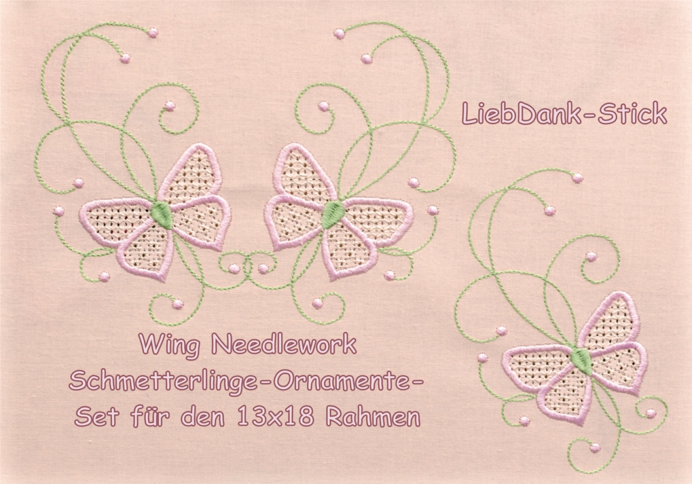 Bild 1 von Wing Needlework Schmetterlinge-Ornamenten-Sen 13x18 (2 Stickdateien)