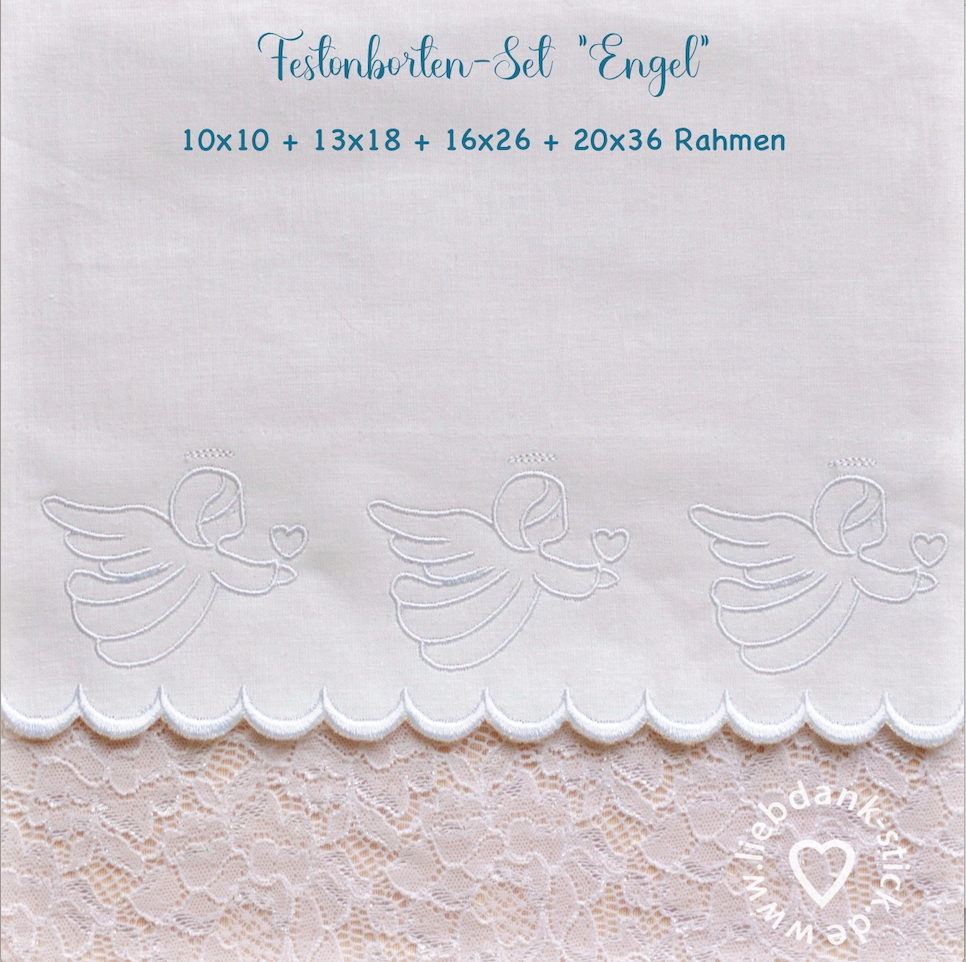 Bild 1 von  Festonborten-Set Engel 10x10 + 13x18 + 16x26 + 20x36, Endlosornament, Endlosborte