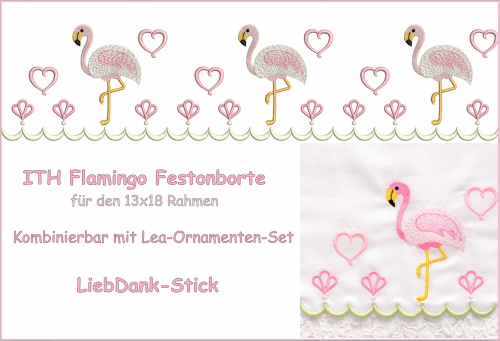 Bild 1 von Festonborte Flamingo, Endlosborte, Spitzenborte 13x18