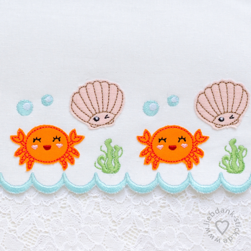 Bild 1 von  Festonborten-Set Meerestiere 10x10 + 13x18 + 16x26 + 20x36, Endlosornament, Endlosborte