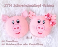 ITH Schweinchenkopf-Kissen - Set 13x18 Rahmen, Mädchen + Junge