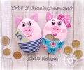 ITH Schweinchen - Set 10x10 Rahmen, 2 Stickdateien: Mädchen + Junge