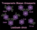 Stickmuster - Set, Transparente Blumen (5 Motive) 10x10 + 13x18 + 15x24 Rahmen