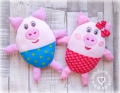 Bild 4 von ITH Schweinchen - Set 13x18 Rahmen, 2 Stickdateien: Mädchen + Junge