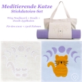 Bild 1 von Meditierende Katze Stickdateien-Set, 10x10 + 13x18 Rahmen  (6 Motive)