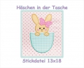 Stickdatei Häschen in der Tasche 13x18 Applikation